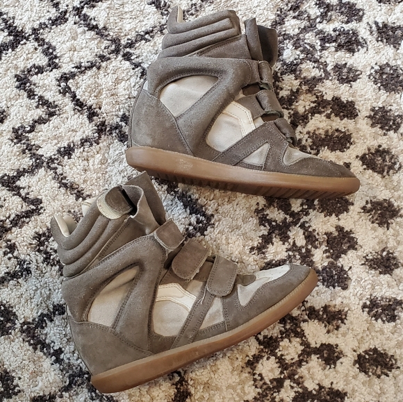 Isabel Marant Shoes - Isabel Marant Bekett Taupe Sneaker Wedges 38